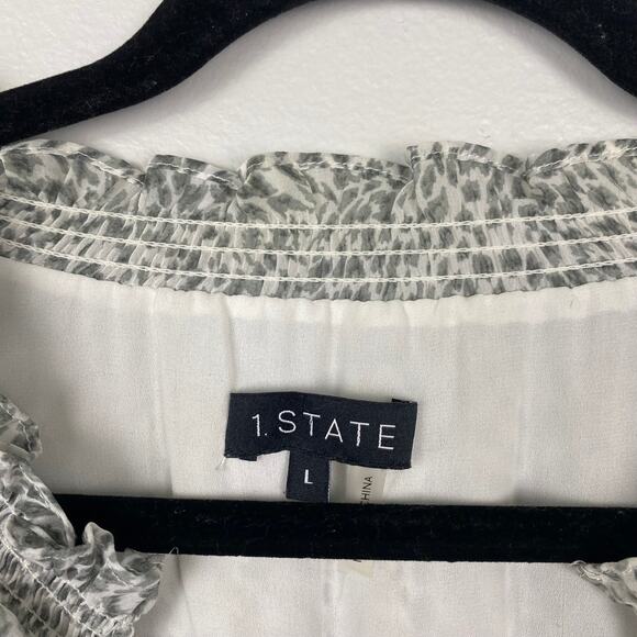 1.STATE X Jaime Shrayber‎ Printed High-Low Dress Smocked Neckline Size Large - Picture 9 of 11